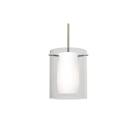 Besa Lighting Pahu 8 Stem Pendant, Clear/Opal, Satin Nickel Finish, 1x11W LED 1TT-C00607-LED-SN